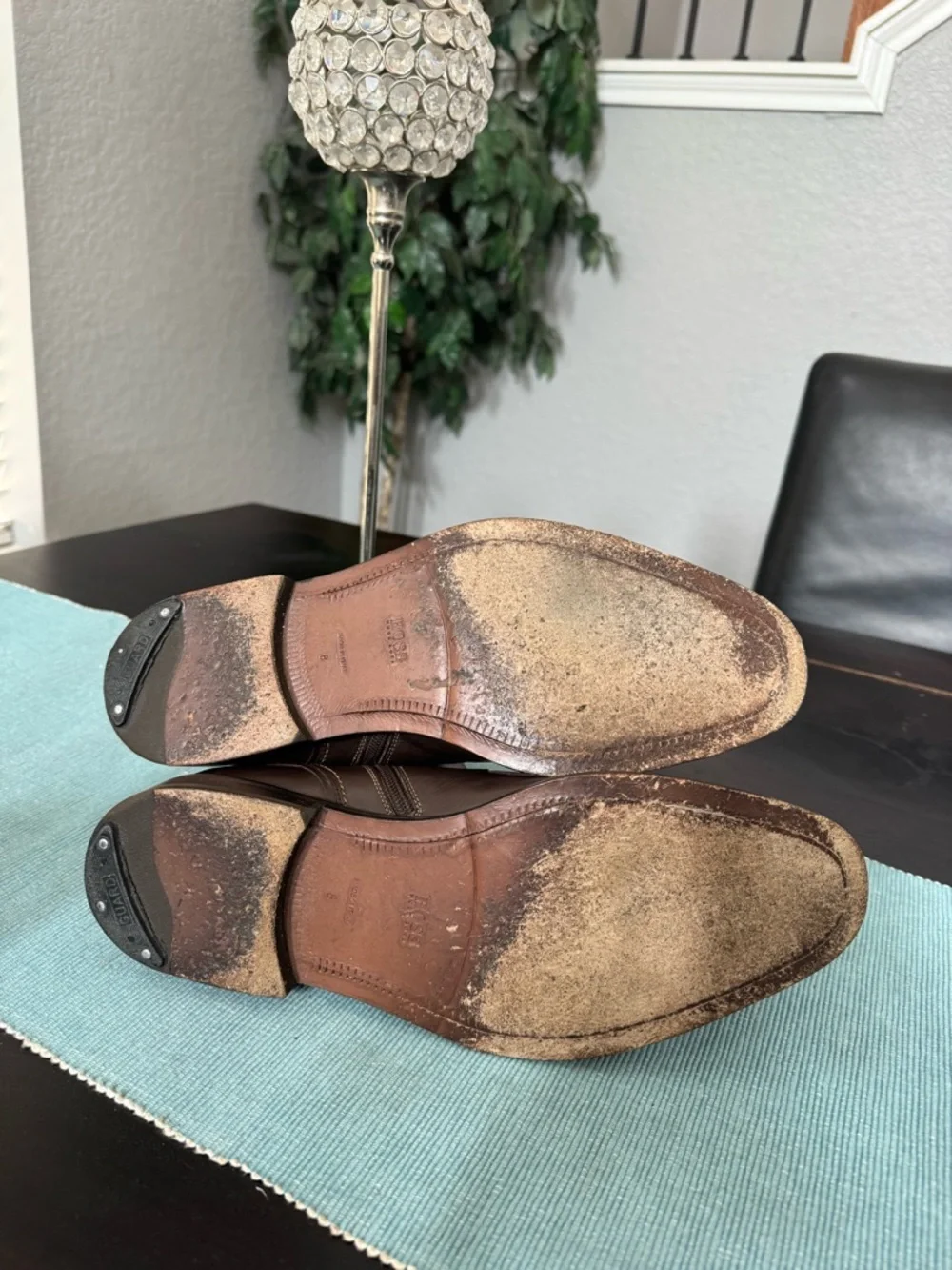 BOSS Hugo Boss brown leather ankle boots size 8